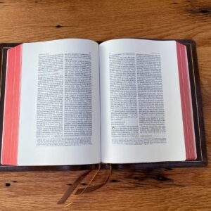 Schuyler Wide Margin Quentel ESV, Marbled Mahogany Calfskin Bible