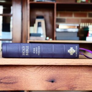 Schuyler Wide Margin Canterbury KJV, Dark Purple Goatskin Bible