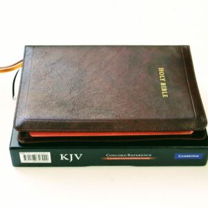 Cambridge KJV Concord Reference Bible, Marbled Mahogany Calfskin-RED Letter, Full Yapp – PREORDER