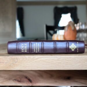 Schuyler Personal Size Quentel ESV, Full Yapp Marbled Merlot Calfskin Bible