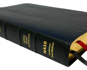 Lockman NASB 2020 Large Print Ultrathin Reference Bible, Black Calfskin Leather