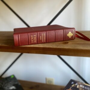 Schuyler Wide Margin Quentel NASB, Firebrick Red Goatskin Bible