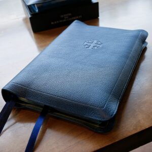 Schuyler Canterbury KJV, Full Yapp Imperial Blue Goatskin Bible