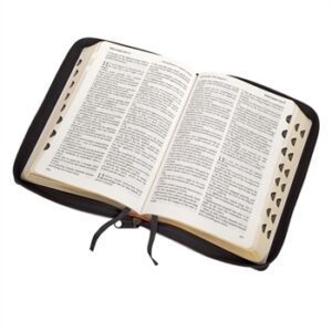 Windsor Text Bible with Thumb Index and Zipper, Black Calfskin