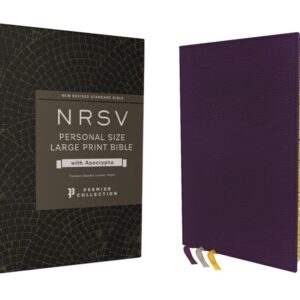 Zondervan NRSV Personal Size Large Print Bible With Apocrypha, Premium Goatskin Leather, Purple, Premier Collection