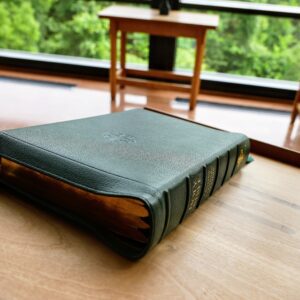 SPECIAL U15:  Schuyler Quentel NLT Full Yapp Dark Green Goatskin Bible