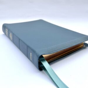 Allan NASB Readers Edition, Petrol Blue Goatskin Bible (Red Under Gold)