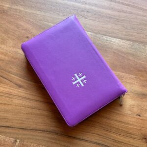 Schuyler Personal Size Quentel NKJV, Regalis Purple Calfskin Bible, Zipper Edition – PREORDER