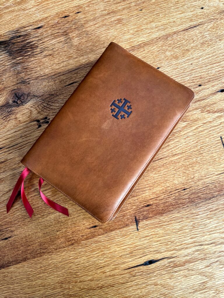 Schuyler Canterbury KJV, Full Yapp Saddle Brown Calfskin Bible