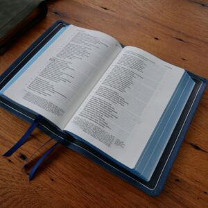 Schuyler Stridon ESV, Full Yapp Prussian Blue Calfskin Bible