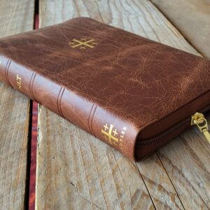 Schuyler Personal Size Quentel NLT, Chestnut Calfskin Bible, Zipper Edition – PREORDER