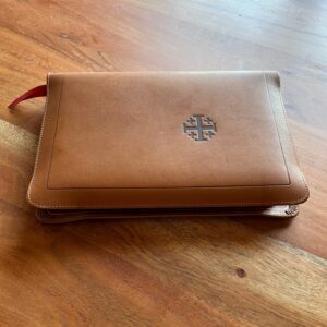 Schuyler Personal Size Quentel NLT, Full Yapp Saddle Brown Calfskin Bible – PREORDER