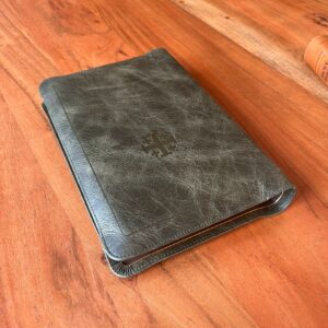 Schuyler Personal Size Quentel ESV, Full Yapp Olive Green Calfskin Bible – PREORDER