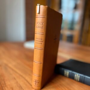 Schuyler Personal Size Quentel ESV, Saddle Brown Calfskin Bible, Zipper Edition – PREORDER
