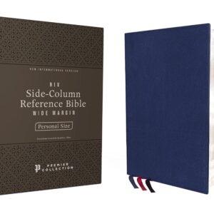 Zondervan NIV Wide Margin Side Column Reference Bible, Personal Size, Premium Goatskin Leather, Blue, Premier Collection