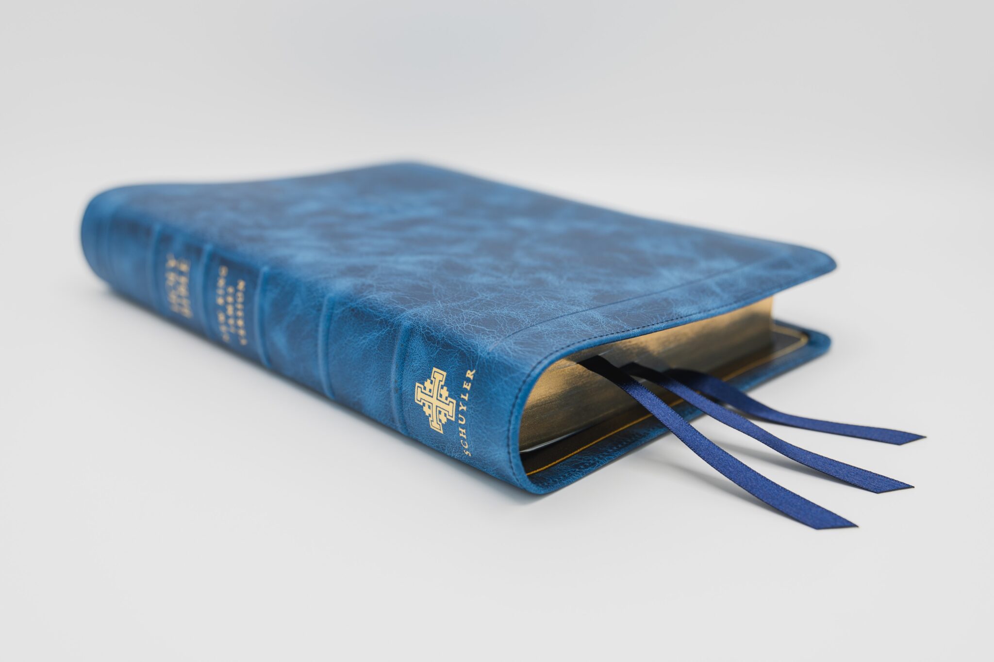 Schuyler Canterbury KJV, Full Yapp Marbled Sapphire Calfskin Bible ...