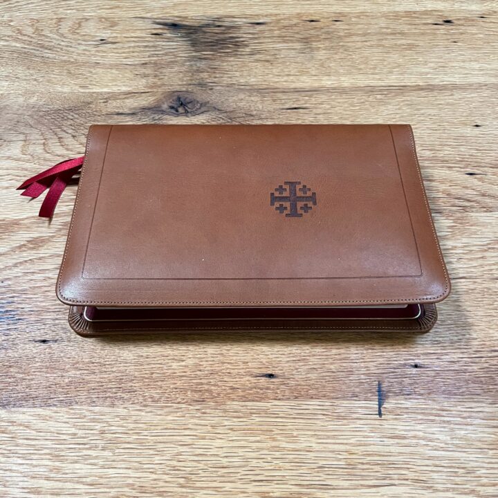 Schuyler Treveris KJV, Full Yapp Saddle Brown Calfskin Bible
