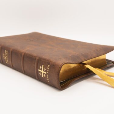Schuyler Stridon NASB, Full Yapp Chestnut Calfskin Bible – PREORDER