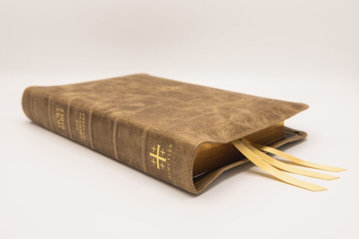 Schuyler Stridon NASB, Full Yapp Sandstone Calfskin Bible – PREORDER