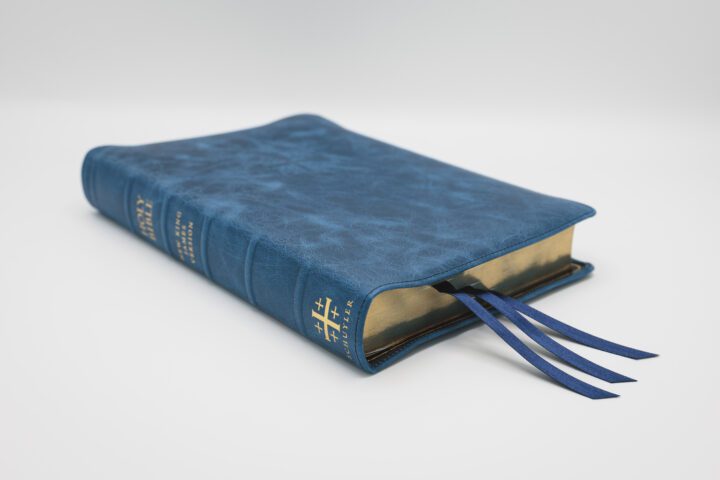 Schuyler Quentel NKJV, Marbled Sapphire Calfskin Bible | EvBible.com
