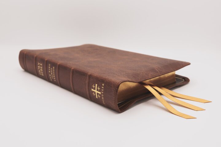 Schuyler Stridon NKJV, Full Yapp Chestnut Calfskin Bible – PREORDER