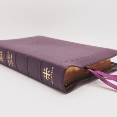 Schuyler Stridon NKJV, Full Yapp Dark Purple Goatskin Bible – PREORDER
