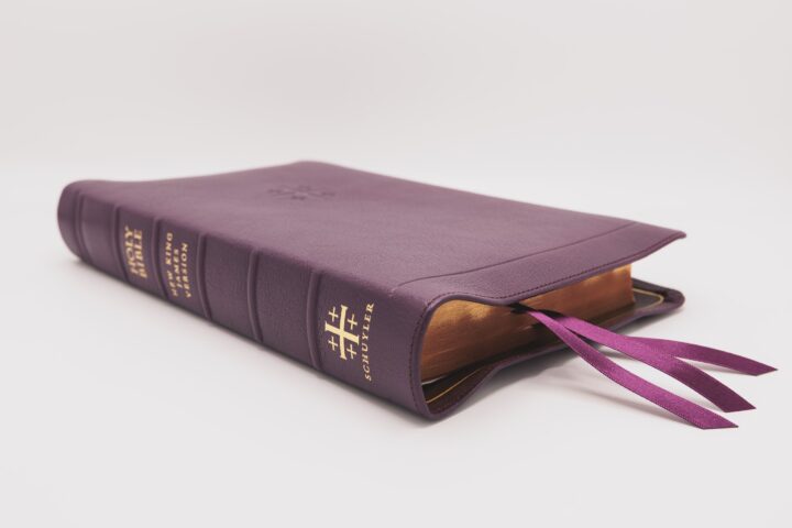 Schuyler Stridon NKJV, Full Yapp Dark Purple Goatskin Bible