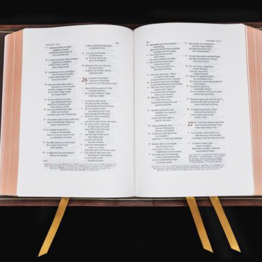Schuyler Wide Margin Quentel NKJV, Chestnut Calfskin Bible | EvBible.com