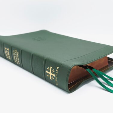 Imperfect D42 Schuyler Stridon ESV, Full Yapp Dark Green Goatskin Bible