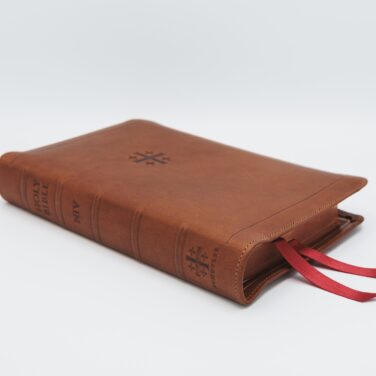 Schuyler Personal Size Quentel NIV, Full Yapp Saddle Brown Calfskin Bible – PREORDER