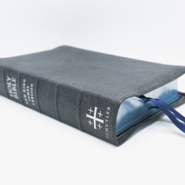 IMPERFECT K35: Schuyler Wide Margin Quentel NKJV, Black Pearl Calfskin Bible