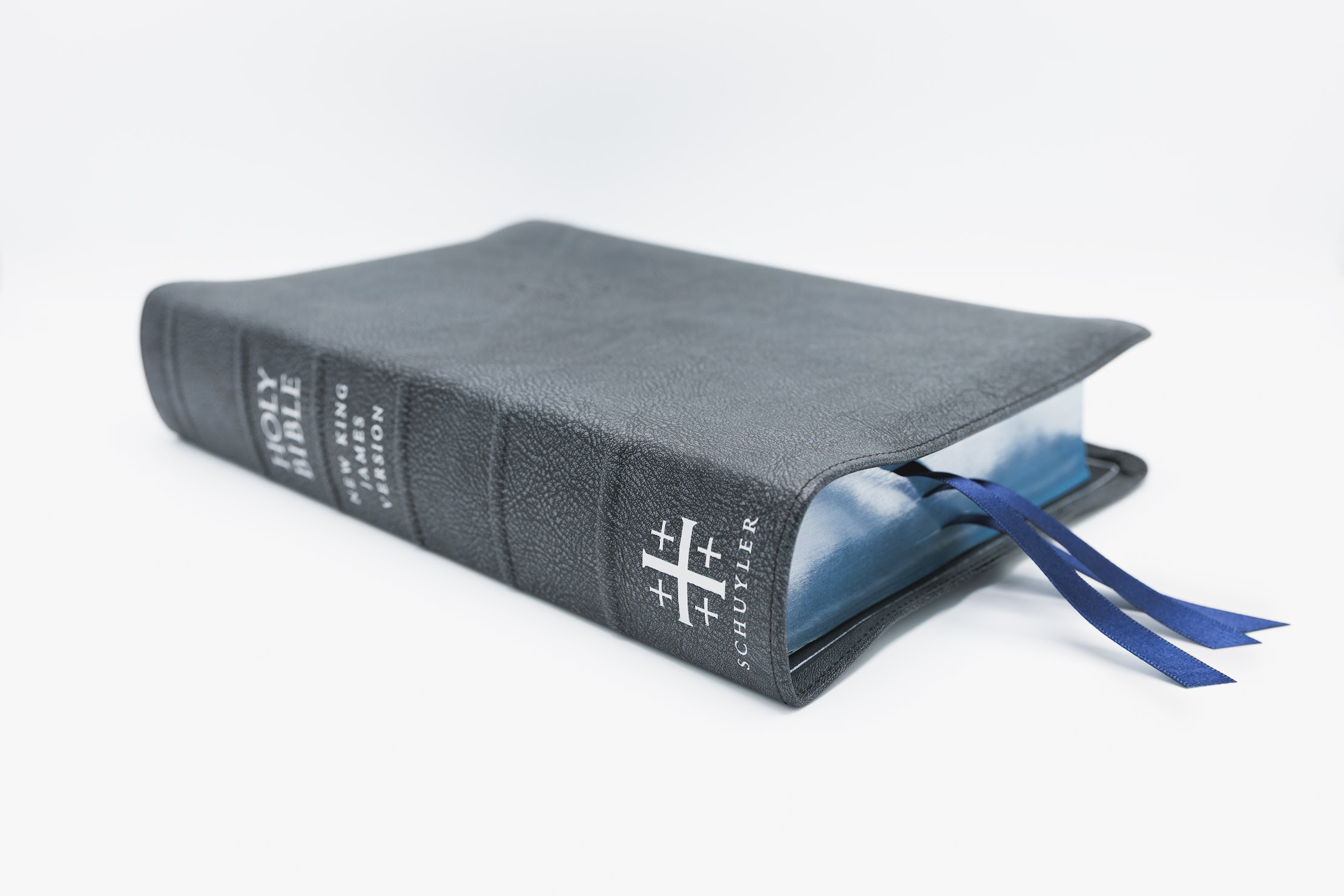 Schuyler Wide Margin Quentel NKJV, Black Pearl Calfskin Bible