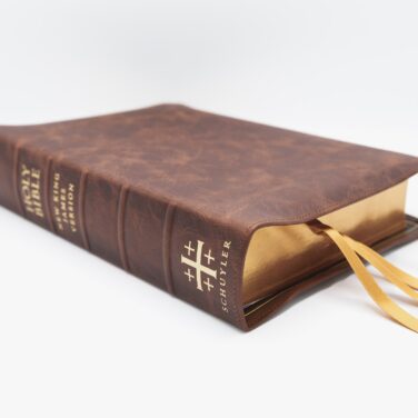 Schuyler Wide Margin Quentel NKJV, Imperial Blue Goatskin Bible