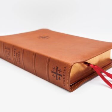 Schuyler Wide Margin Quentel NKJV, Saddle Brown Calfskin Bible