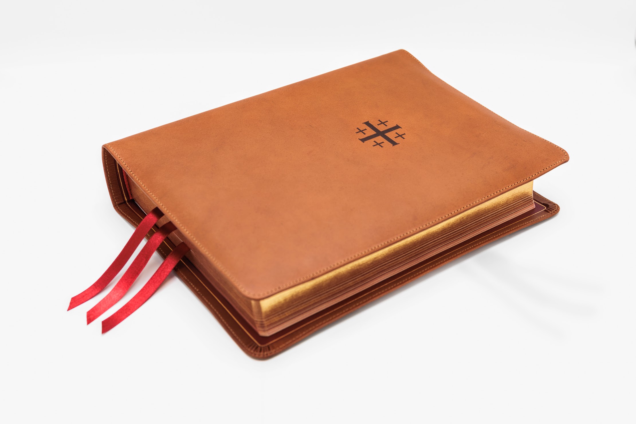 Schuyler Wide Margin Quentel NKJV, Saddle Brown Calfskin Bible - Image 4