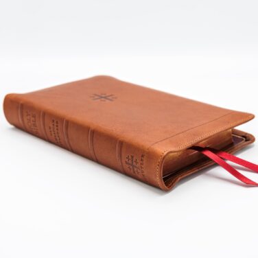 Schuyler Personal Size Quentel NLT, Full Yapp Saddle Brown Calfskin Bible