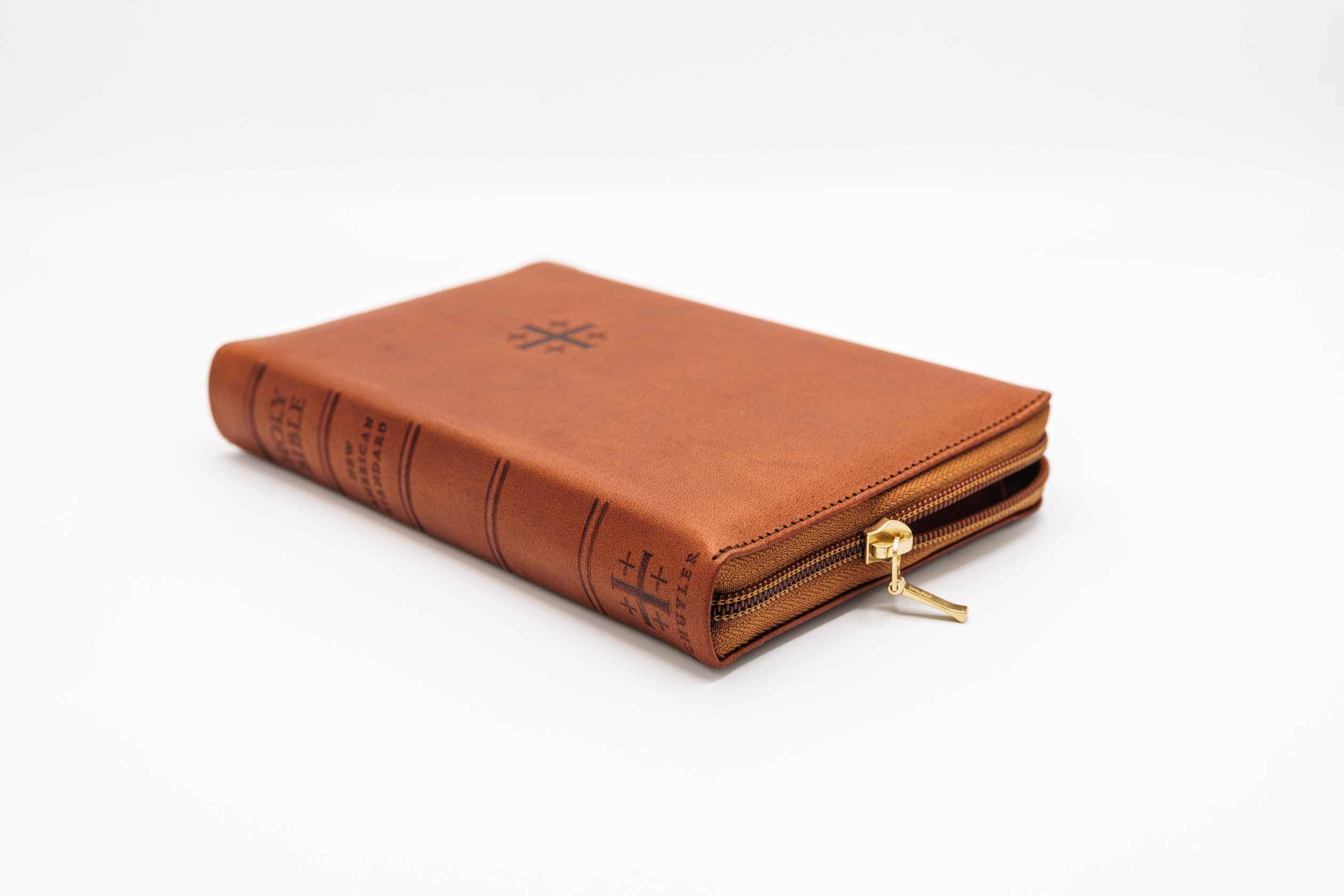 Schuyler Personal Size Quentel ESV, Saddle Brown Calfskin Bible