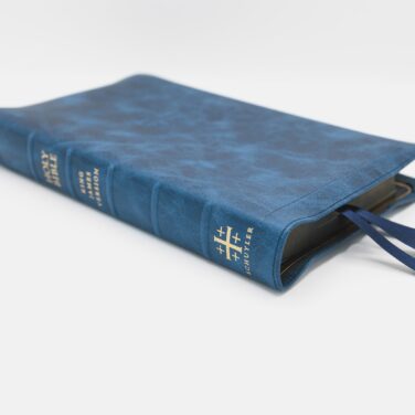 Schuyler Canterbury KJV <em>with Creeds</em>, Full Yapp Marbled Sapphire Calfskin Bible
