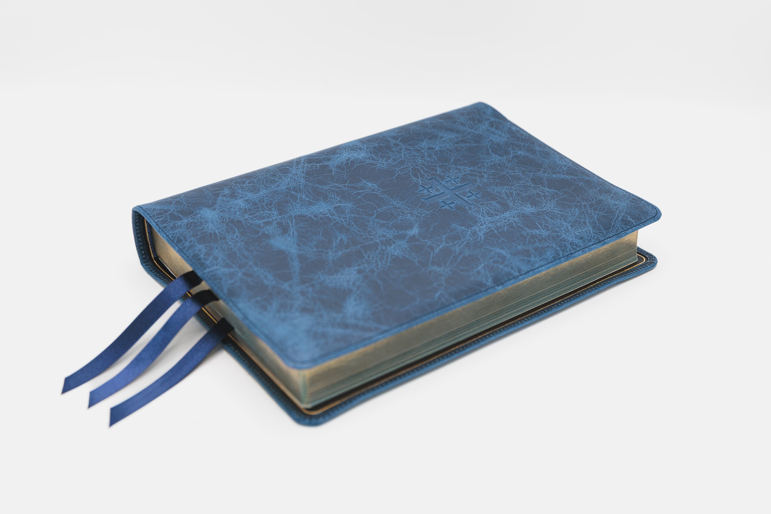 Schuyler Canterbury KJV, Marbled Sapphire Calfskin Bible - Image 3