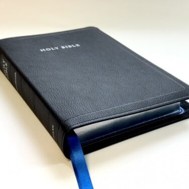 Allan KJV 44 Longprimer Thinline Black Goatskin Bible, Blue Silver Line Edition