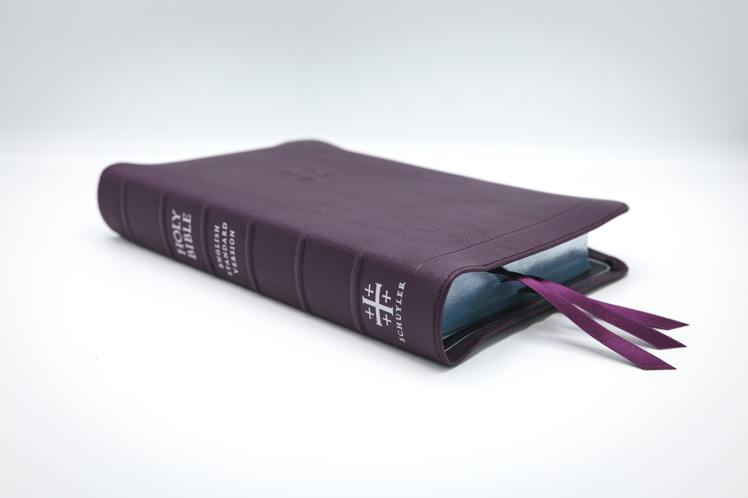 Schuyler Treveris ESV, Full Yapp Dark Purple Goatskin Bible