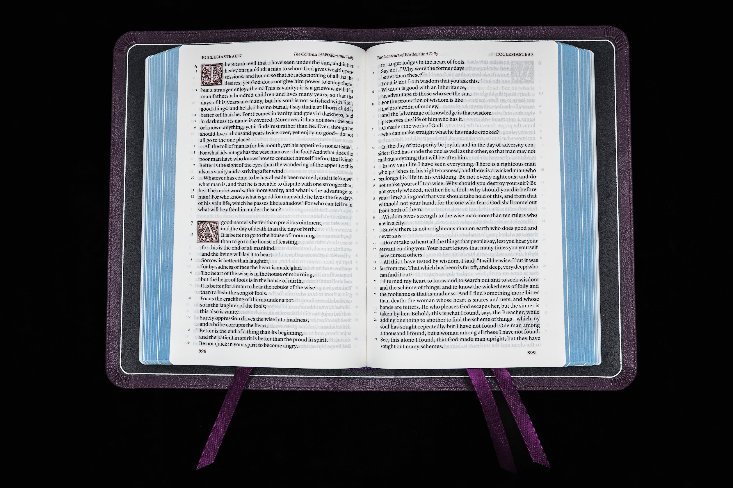 Schuyler Treveris ESV, Full Yapp Dark Purple Goatskin Bible - Image 3
