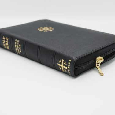 Schuyler Personal Size Quentel CSB, Black Goatskin Bible, Zipper Edition
