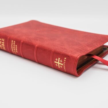 Schuyler Personal Size Quentel CSB, Full Yapp Marbled Crimson Calfskin Bible