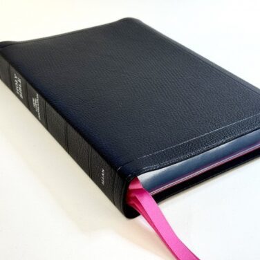 Allan NLT Readers Reference Edition Black Goatskin Bible with Pink SILVER LINE