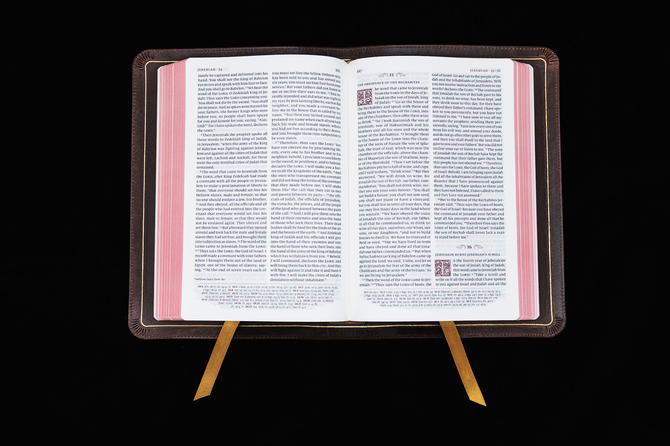 Schuyler Personal Size Quentel ESV, Full Yapp Marbled Mahogany Calfskin Bible - Image 3