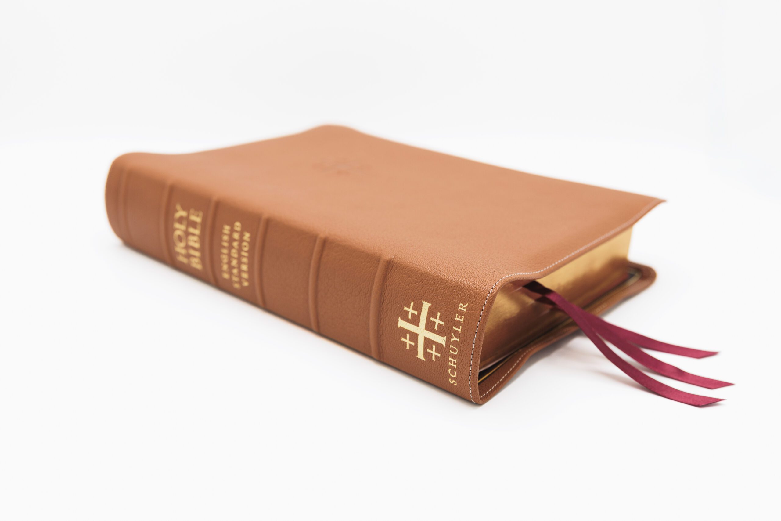 Schuyler Wide Margin Quentel ESV, British Tan Goatskin Bible