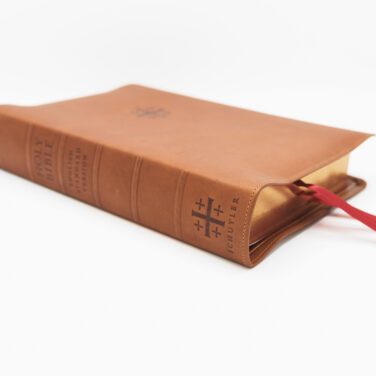 Schuyler Wide Margin Quentel ESV, Saddle Brown Calfskin Bible