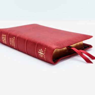 Schuyler Personal Size Canterbury KJV, Full Yapp Marbled Crimson Calfskin Bible &ndash; PREORDER