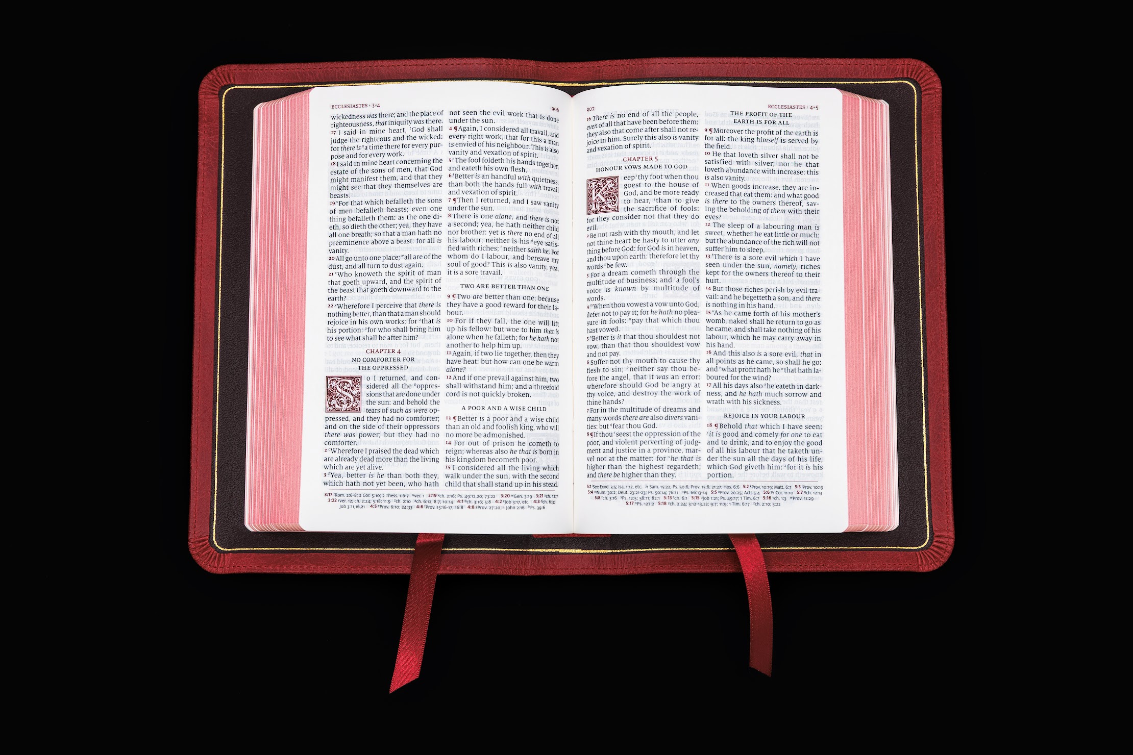 Schuyler Personal Size Canterbury KJV, Full Yapp Marbled Crimson Calfskin Bible - Image 4